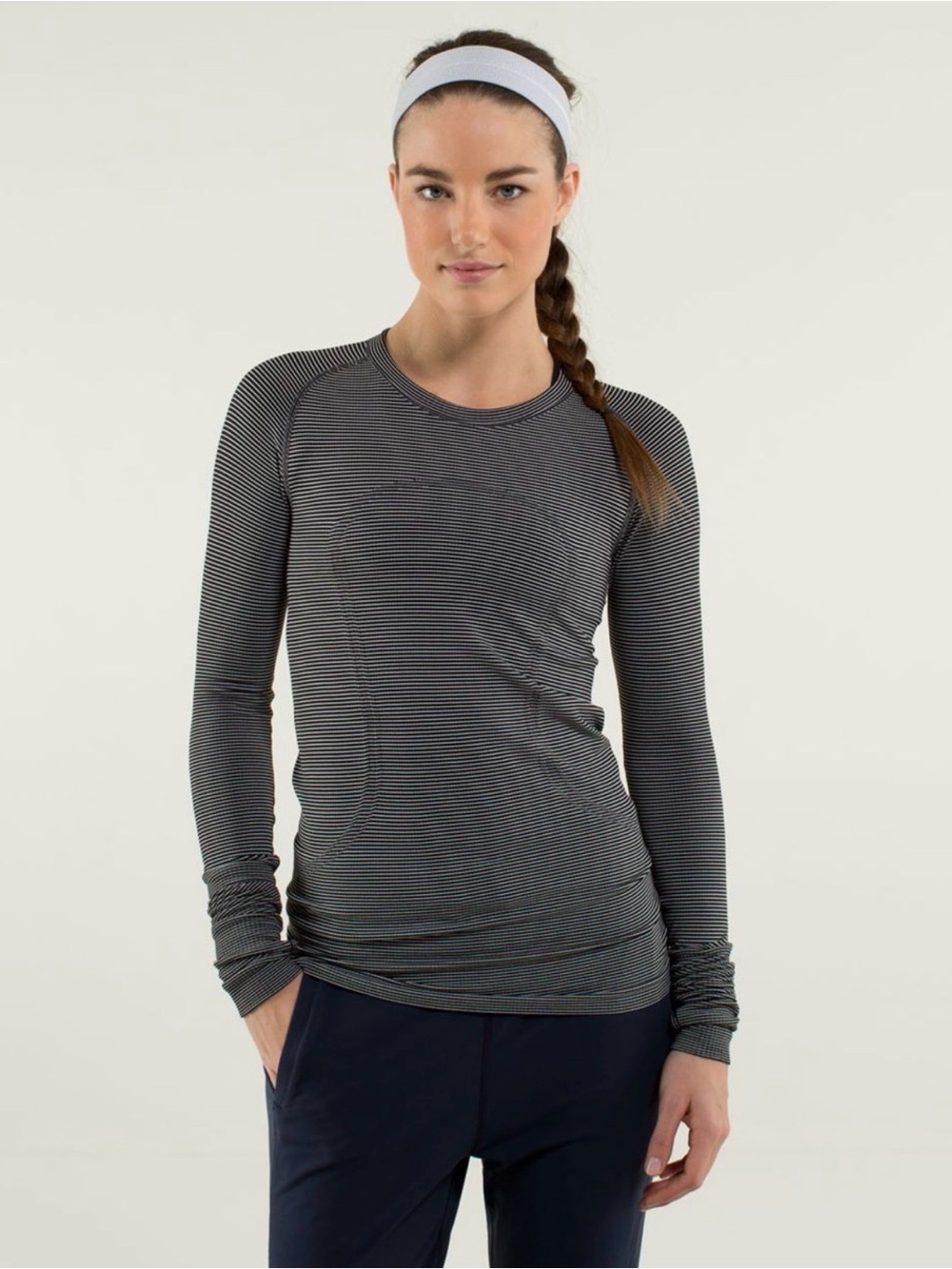 lululemon athletica Slim Striped Long-Sleeve Crew in Black and White